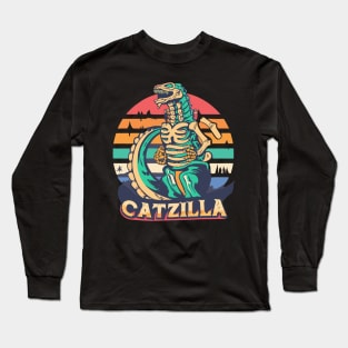 Catzilla Cat Skeleton Long Sleeve T-Shirt